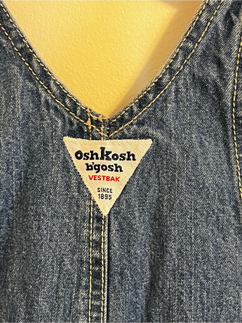 Vintage 90s OshKosh B’gosh Vestbak Blue Denim Jean Shortalls Overalls 12mo - Picture 5 of 8
